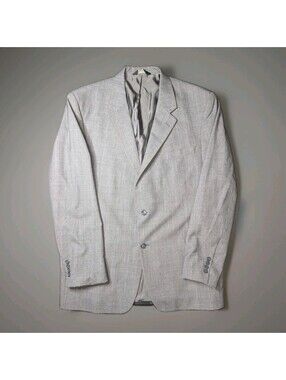 Jos A Bank Mens Sport Coat Blazer Gray Houndstooth Windowpane Blue 48L Wool
